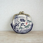 ぺったんこがま口　【酒造和柄　鶴丸】