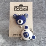 王冠クマ「kumawn/クマウン」ブローチ・ホワイトA or ブルーB ハート 羊毛フェルト 可愛い