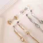 3つ星×ビジュー チェーンロングピアス/イヤリング