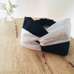 春夏☁︎大人刺繍レース☁︎クロスヘアバンド☁︎ボタニカル柄×黒無地ミックス