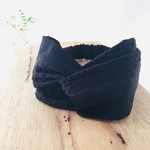 春夏☁︎大人黒刺繍レース☁︎クロスヘアバンド☁︎ボタニカル柄×黒無地ミックスA