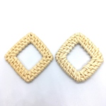 2pcs・ラタンスクエアチャーム（ナチュラル）d-117