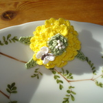 菜の花＆蝶々のブローチ