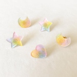 パステルマーブルのハートピアス【plastic♥Romantic】
