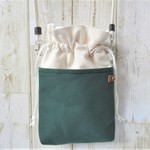 帆布　ショルダー　生成り×グリーン　 （436）