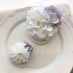 New!セレモニー  親子セット 2wayコサージュ　purple