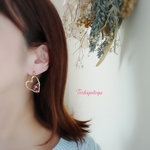 ドライフラワーのハートレジンピアス/イヤリング