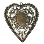 透かしパーツ ハート セッティング台 約59×50mm 真鍮古美 【10個】6001788