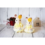 シルバニアファミリー　シルバニア　など　ドール服　♡イエロー♡エプロンの親子ペアドレス