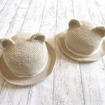 【ｙ様ご予約品】コットンのくま耳ハット　Ｌ＆Ｍ