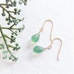 【イヤリング変更可】宝石質　サーペンティン　一粒ドロップ　14kgfピアス