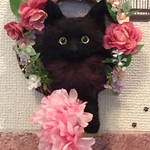 hazuki羊毛フェルト黒猫ちゃんのリース
