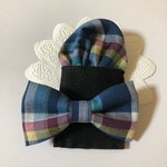 蝶ネクタイ&ポケットチーフセット＊ブルー系マドラスチェック