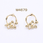 M4679 12個 ピアス金具 小花のサークル パール付き 1カン 15×18mm シルバー925 ゴールド 3×【4ヶ】