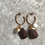 変形ゴールド×ウッドパーツのピアス