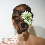 フラワーヘアクリップ_ガーベラ（グリーン）
