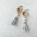 ウッドフープ タッセル フリンジ ピアス イヤリング 大ぶり