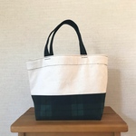 トートバッグ小　生成り×ブラックウォッチ