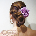 フラワーヘアクリップ_ダリア（アンティークパープル）