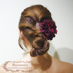 フラワーヘアクリップ_ダリア（ディープレッド）