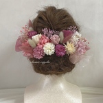 【再販】pink mix tulle ribbon ヘッドドレス 卒業式 成人式 ウエディング  髪飾り