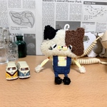ネコやんバッグチャーム-23(三毛猫。サロペット。しっぽ付き)