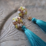 Yellow×TurquoiseBlueブーケ/シルクタッセルピアス