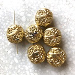 【B品】21mmx5 ヴィンテージ  アクリル パンケーキビーズ ゴールド