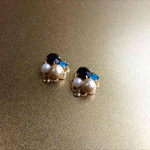 青×黒×パール イヤリング（ピアス） ⑅◡̈*