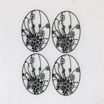 Black Designed Flower Oval Filigree Parts