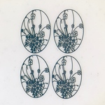 Navy Blue Designed Flower Oval Filigree Parts