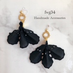 ブラック レース×つぶつぶ ゴールド イヤリング/ピアス