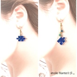 レジン 宇宙のパズルピアス/イヤリング【星の瞬き】