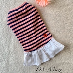 犬服！小型犬DS-Mサイズ  🐞てんとう虫のボーダーワンピース(胴長)