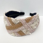  LINTON TWEED♡ラフィアでクロスライン♡大人カチューシャ♡幅広