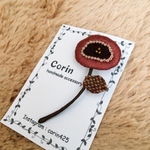 手刺繍のお花ブローチ（ピンク）