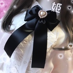 🧸姫🧸ハートパールリボンブローチ💓髪にもつけれる2Way💞使えるブラック🖤量産型コーデに💗