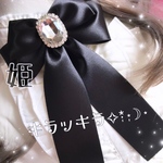 ꫛꫀꪝ✧‧˚姫♥キラッキランビジューリボンブローチ♥ブラック♥髪にもつけれます