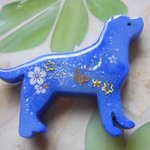 ◇280　冬の星空☆彡青いレトリバーのブローチ🐶（大サイズ）
