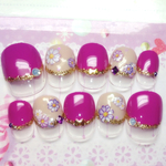 RUNA♪ベリショパープルピンクベージュコスモスネイルチップ