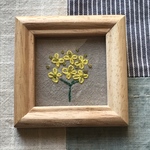 菜の花の刺繍ミニ額