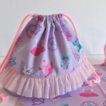 【SALE】お弁当袋とランチマット【バレエ柄×チュチュリボン】紫