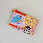 レトロアニマル パッチワーク柄 ミニフラットポーチ  12㎝ファスナー