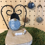 ライトブルー×ホワイト デニムラウンドバッグ