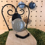 グレー×ブラック レザーラウンドバッグ