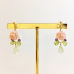 【14kgf】ピンクオパールの薔薇のノンホールピアス
