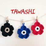 【受注製作】アクリルたわし   北欧風 花 トリコロール
