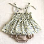 小花のシャーリングキャミソールと先染めのブルマパンツのセットアップ☆ベビー服 女の子 80サイズ 1歳