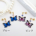 ビビッドな蝶々のピアス/イヤリング