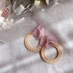 organdy flower×rattan pierce/earring（pink）